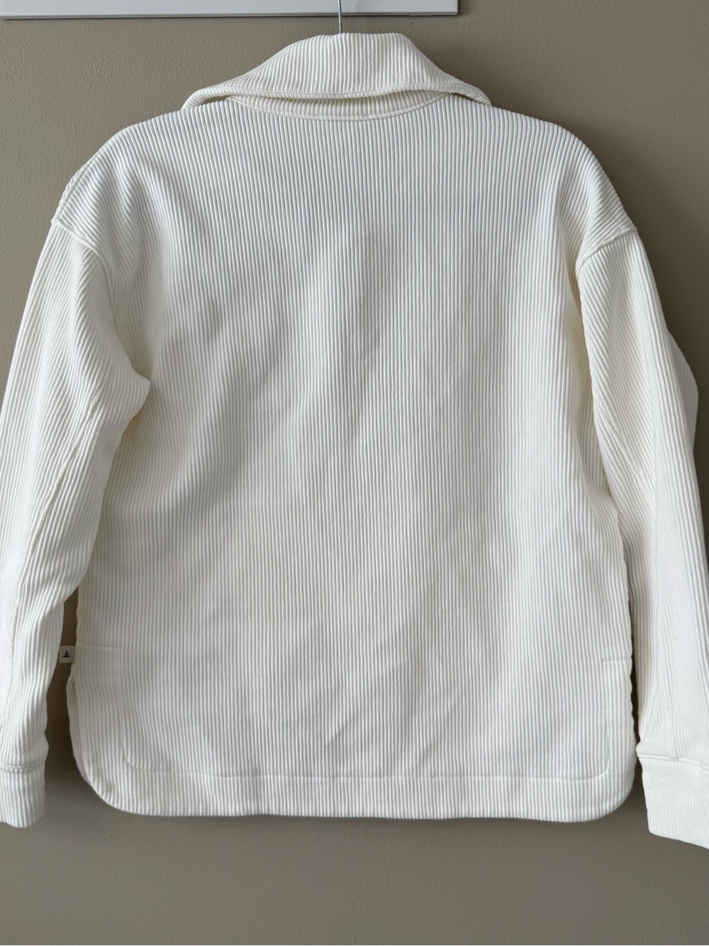 Haven Well Within Women's Ivory White Cotton Ribbed Half-Zip Pullover Hoodie - Picture 3 of 10